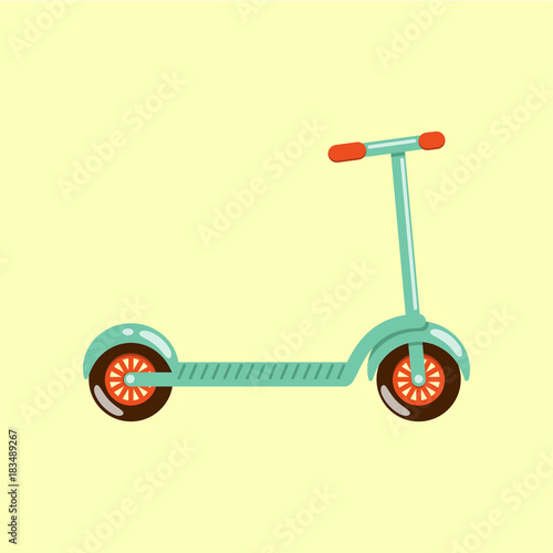 Kick scooter vector illustration isolated on beige background.
