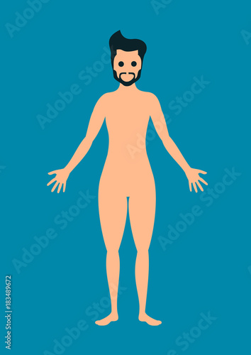Effeminate and unmanly man - male with feminine body of woman and female. Effeminacy and trouble and problem with lack of manhood, manliness and masculinity. Vector of girlie body with wide hips. 