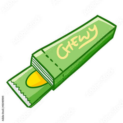 Funny and cool green chew gum ready to eat - vector.