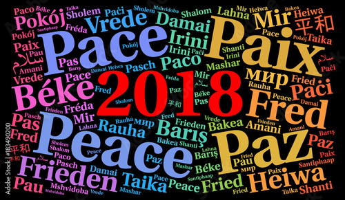 Peace 2018 word cloud in different languages 
