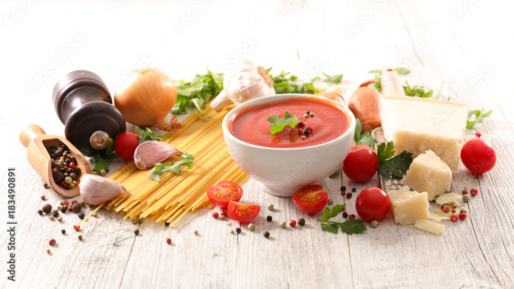 tomato sauce with ingredients for meal tomato sauce with ingredients for meal