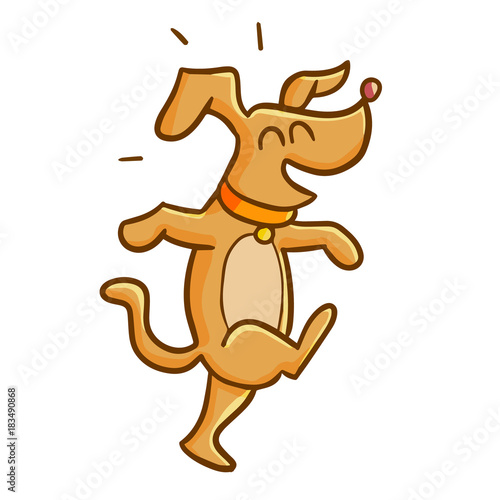 Funny and cute dancing dog smiling happily - vector.