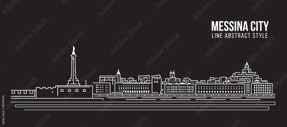 Cityscape Building Line art Vector Illustration design - Messina city