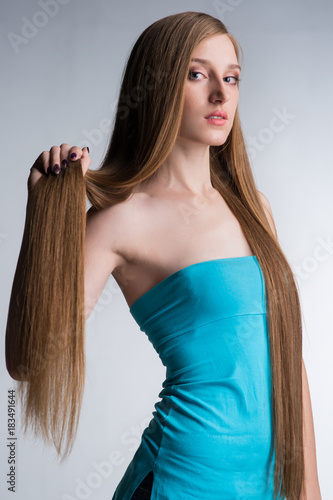 young woman with long beautiful hair