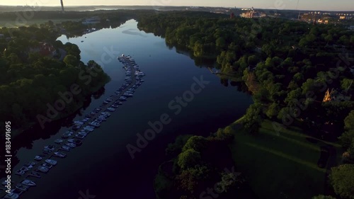 Sunrise aerial view of Nordic Museum, Stockholm Sweden photo