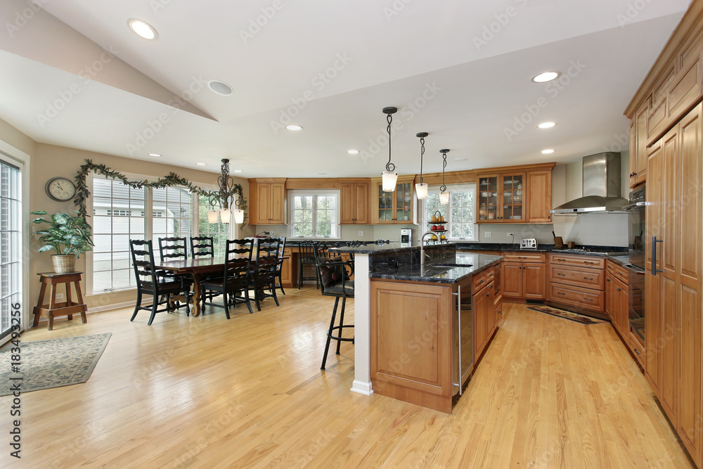 Large kitchen with eating area
