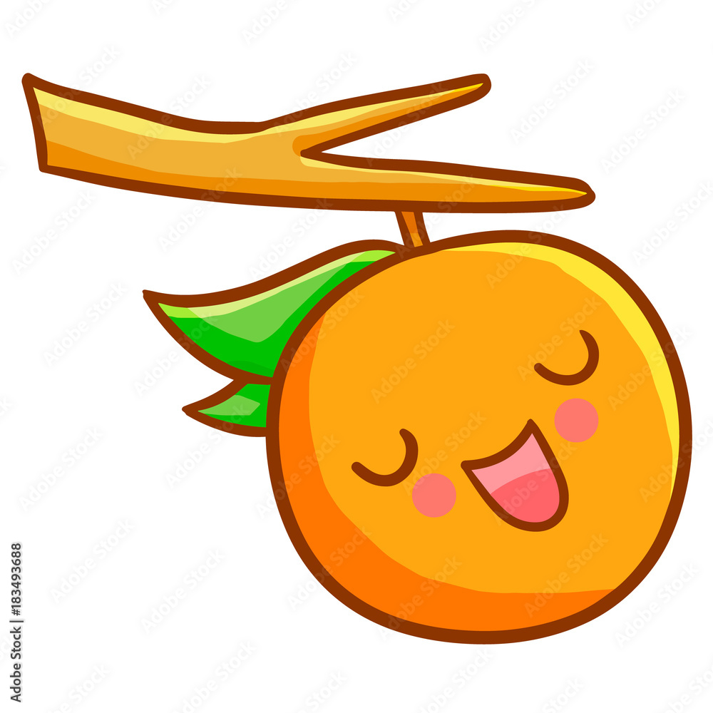 Cute and funny happy orange on a tree - vector. Cute and funny happy orange on a tree - vector.