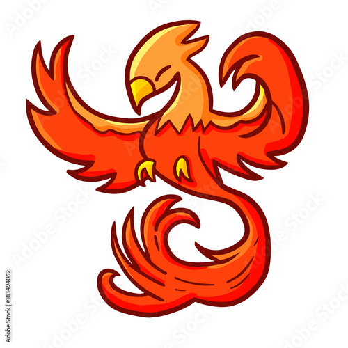 Cool and great red orange phoenix bird - vector.