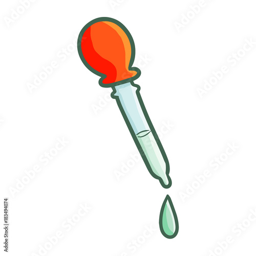 Cute and funny pipette with medicine - vector.