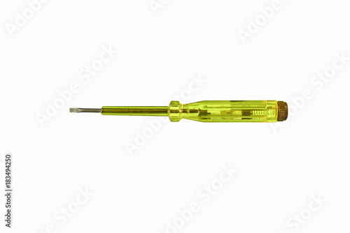 Yellow Screwdriver Isolated on White Background
