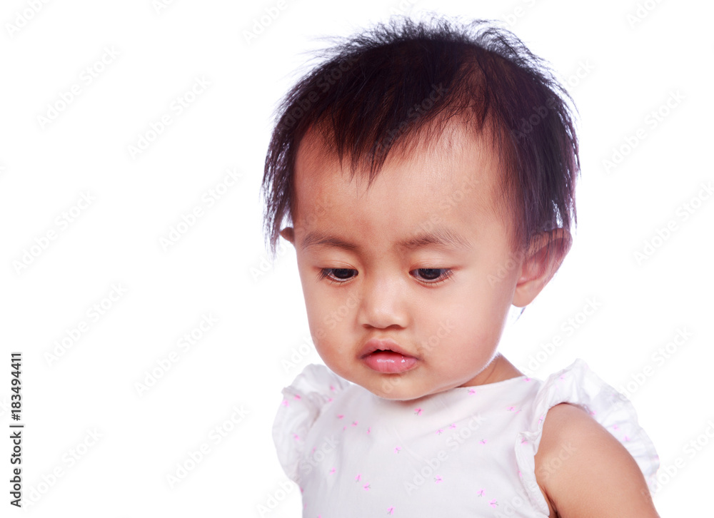 close up face of baby isolated on white background close up face of baby isolated on white background