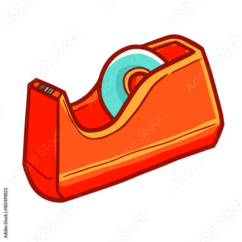 Cool red orange tape dispenser - vector.