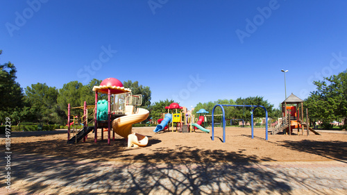 Children kid playground; Children's playground leftover in the park