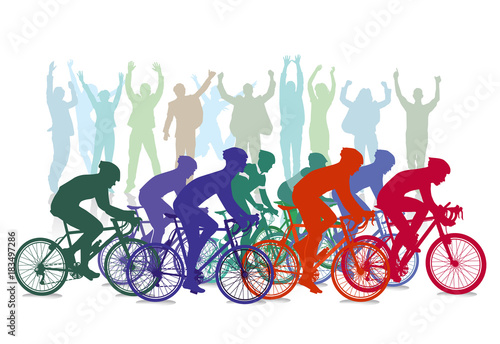 Radrennen Wettbewerb mit Zuschauern, illustration
