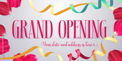 Grand opening vector banner, poster, illustration