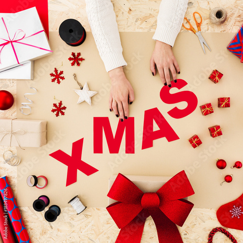 Person during preparations for christmas