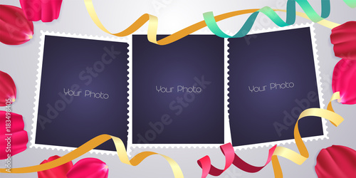 Collage of photo frames or scrapbook vector illustration