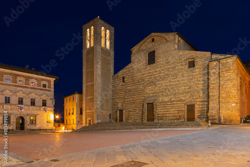 Central square in Montepulciano at night  Italy