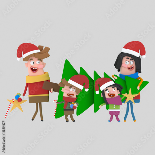 Happy family carrying a tree for Christmas
Isolate. Easy background remove. Easy color change. Easy combine! For custom illustration contact me.