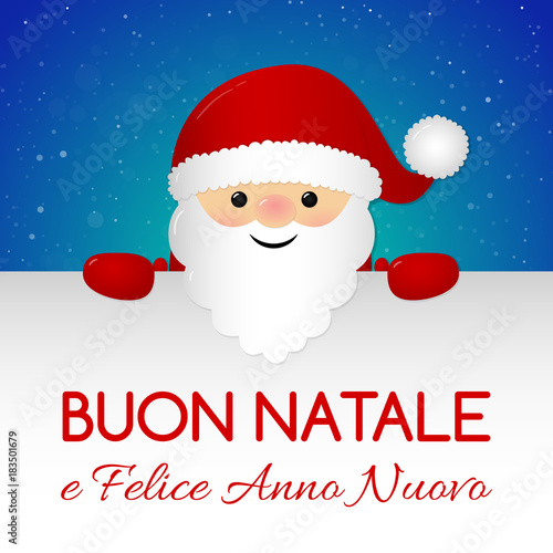 Buon Natale - Merry Christmas in Italian. Concept of Christmas card with decoration. Vector.