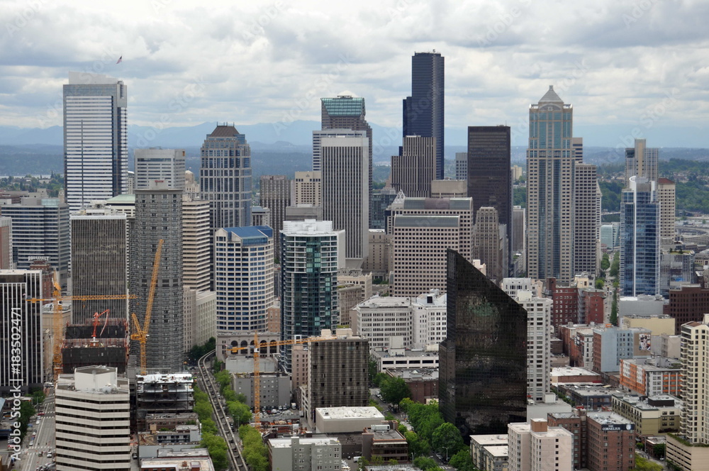 Obraz premium Widok z lotu ptaka Seattle, Stany Zjednoczone