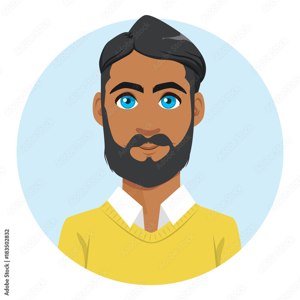 Young attractive Indian hipster man portrait avatar