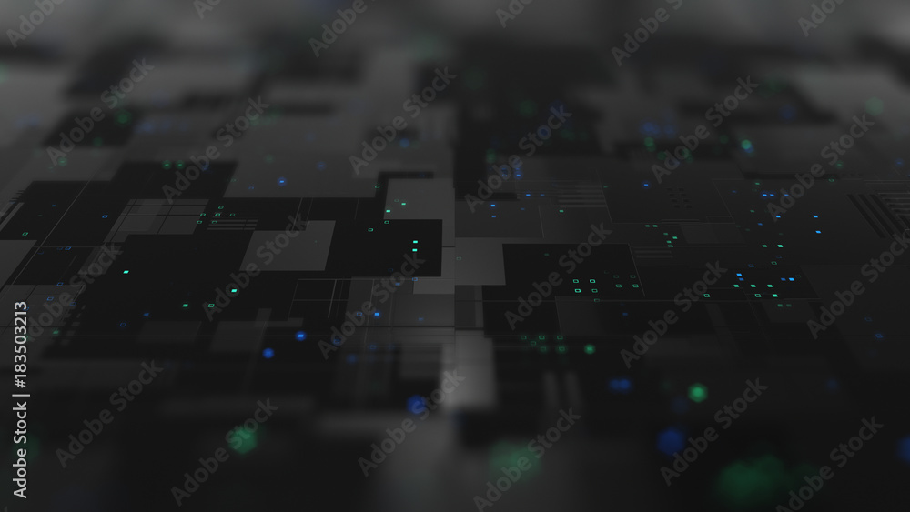 Abstract high tech digital technology background made of particles and metallic plates. Abstract high tech digital technology background made of particles and metallic plates.