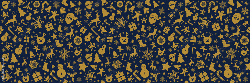 Seamless panoramic Christmas background with icons. Vector. Seamless panoramic Christmas background with icons. Vector.