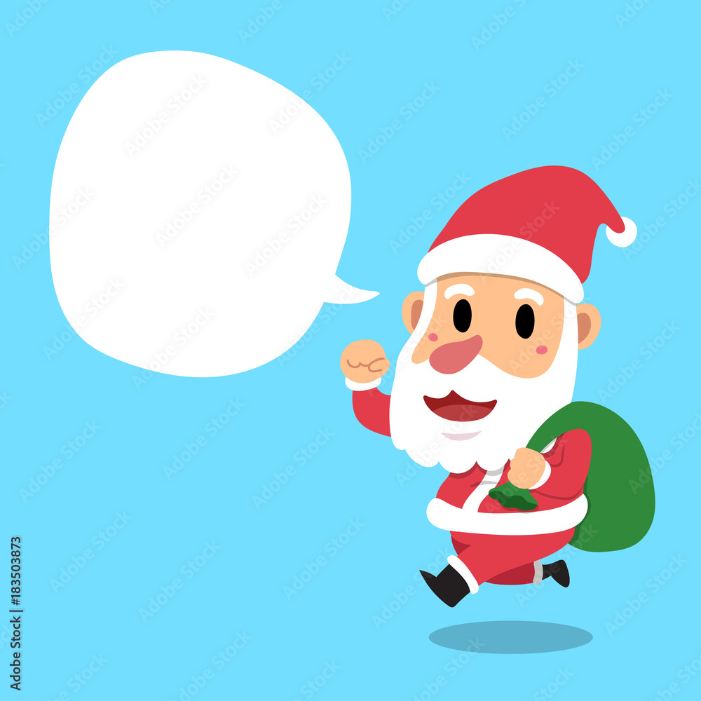 Vector cartoon santa claus with speech bubble