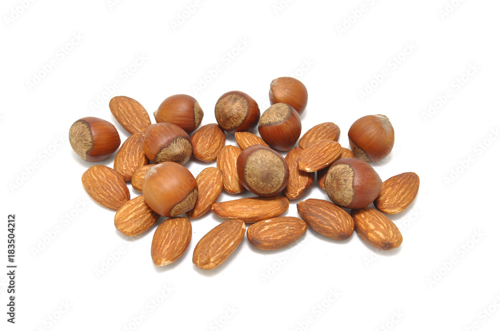 Nuts on a white background close up Nuts on a white background close up