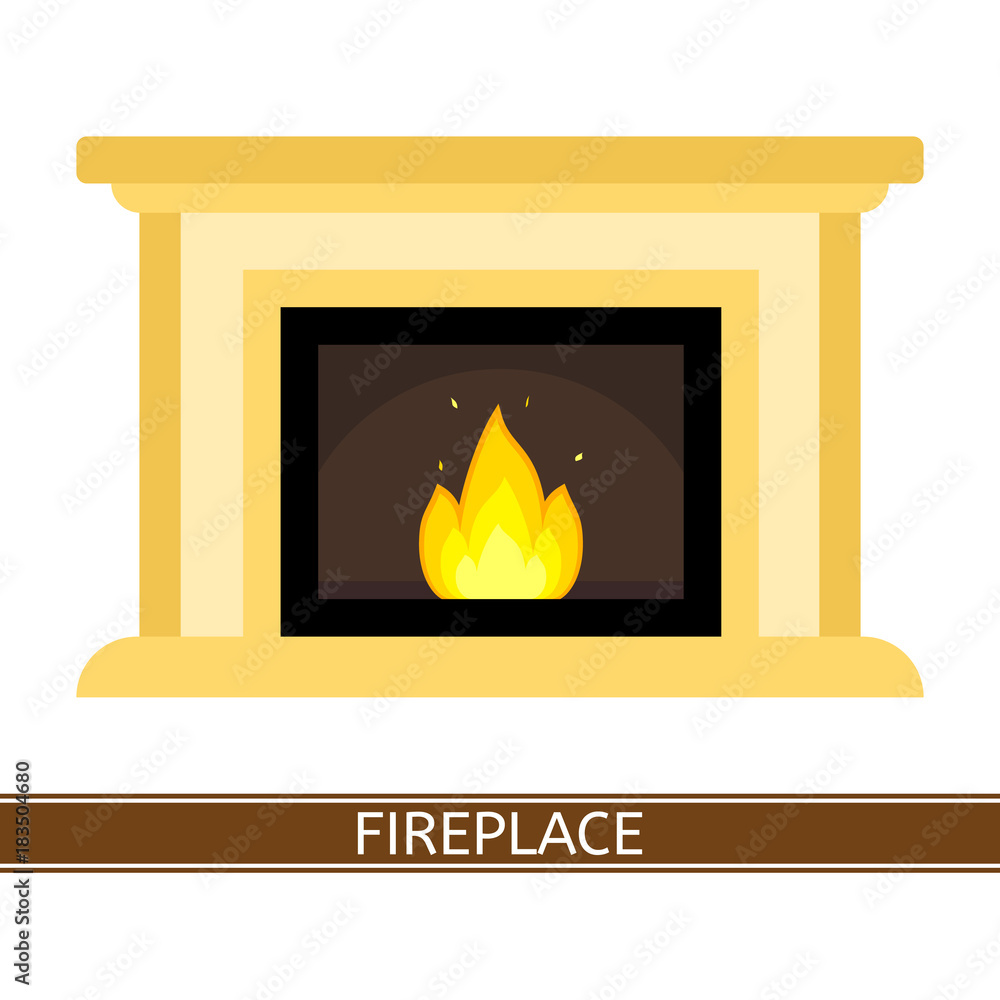 Vector illustration of fireplace isolated on white background. Burning fire in flat style. Vector illustration of fireplace isolated on white background. Burning fire in flat style.