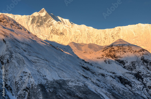 Sunrise in the high mountans in Himalayas