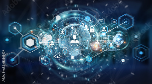 Wallpaper Mural Social media digital interface background 3D rendering Torontodigital.ca