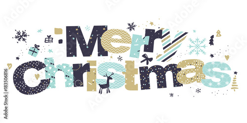 Christmas greeting card. Flat design vector illustration template for greeting cards, website and mobile banners, marketing material.