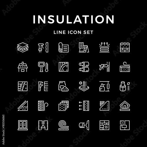 Set line icons of insulation