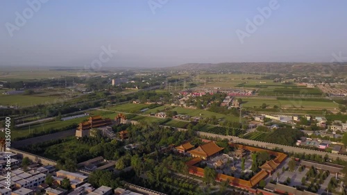 China Huayin Aerial v5 Flying low besides temple shrine with city views 5/17 photo