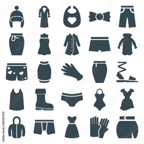 Set of 25 wear filled icons