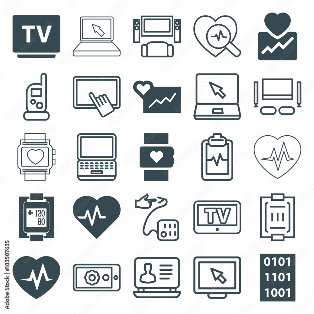 Fototapeta premium Set of 25 monitor filled and outline icons