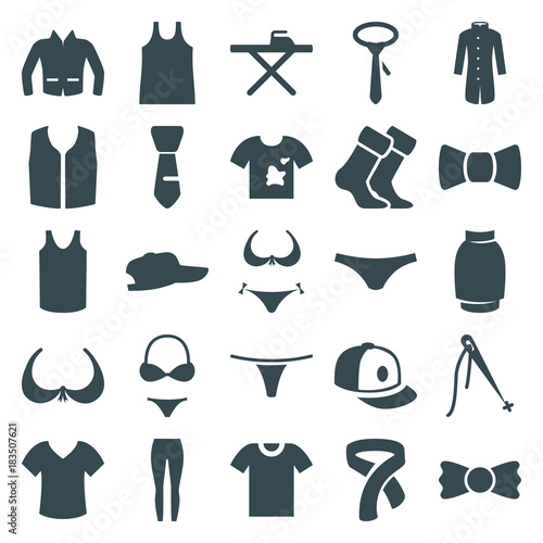 Set of 25 textile filled icons