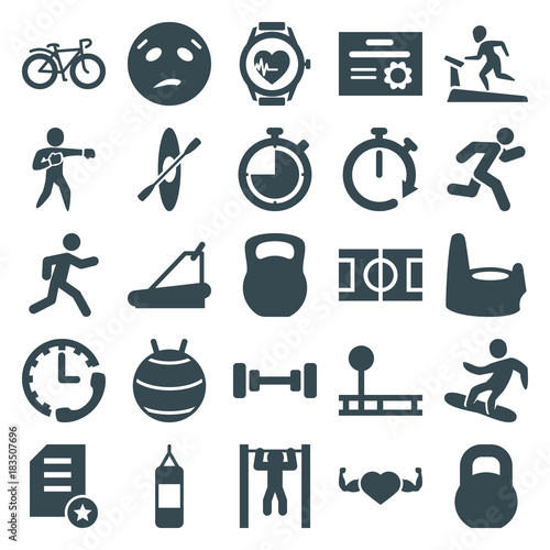 Set of 25 training filled icons