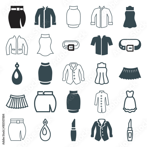 Set of 25 accessories filled and outline icons