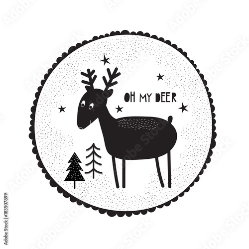 Plakat Ilustracja z cute jelenia dudle