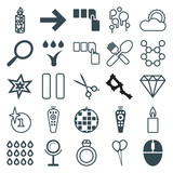 Set of 25 shiny filled and outline icons