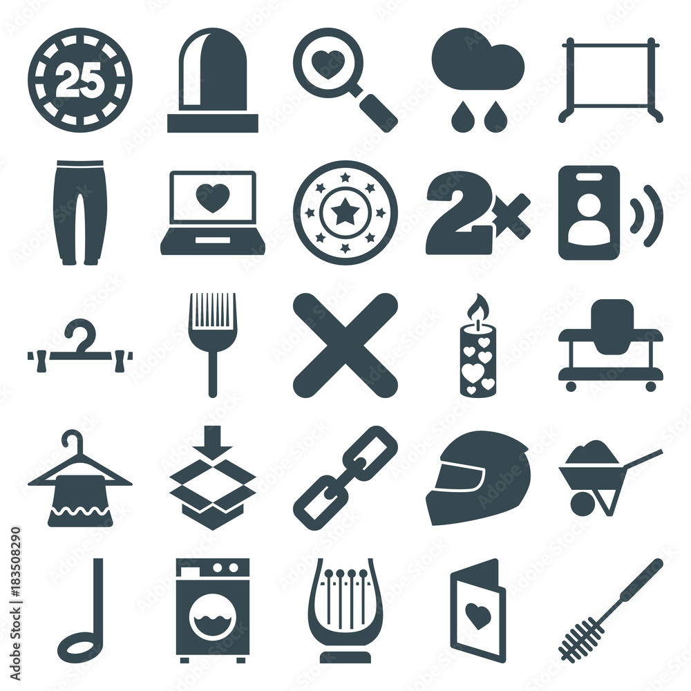 Set of 25 single filled icons Set of 25 single filled icons