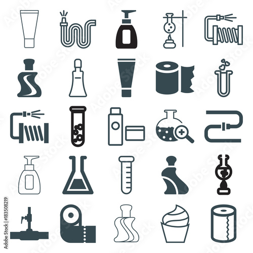 Set of 25 tube filled and outline icons