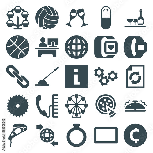 Set of 25 round filled icons