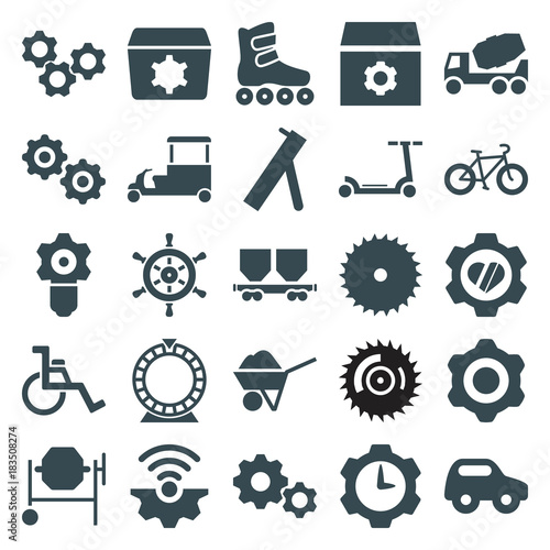 Set of 25 wheel filled icons