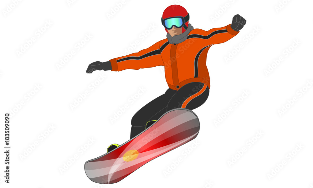 Obraz premium snowboarding male snowboarder isolated on a white background