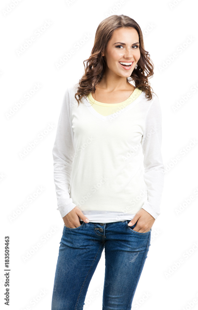 Obraz premium Smiling beautiful young woman, isolated
