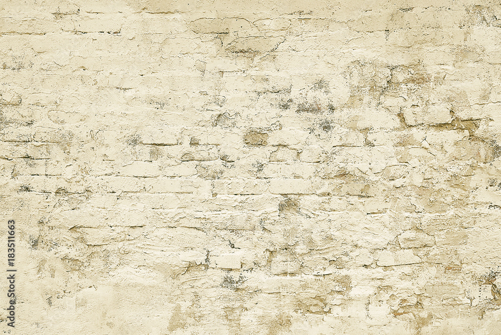 Obraz premium Old beige brick painted wall background texture
